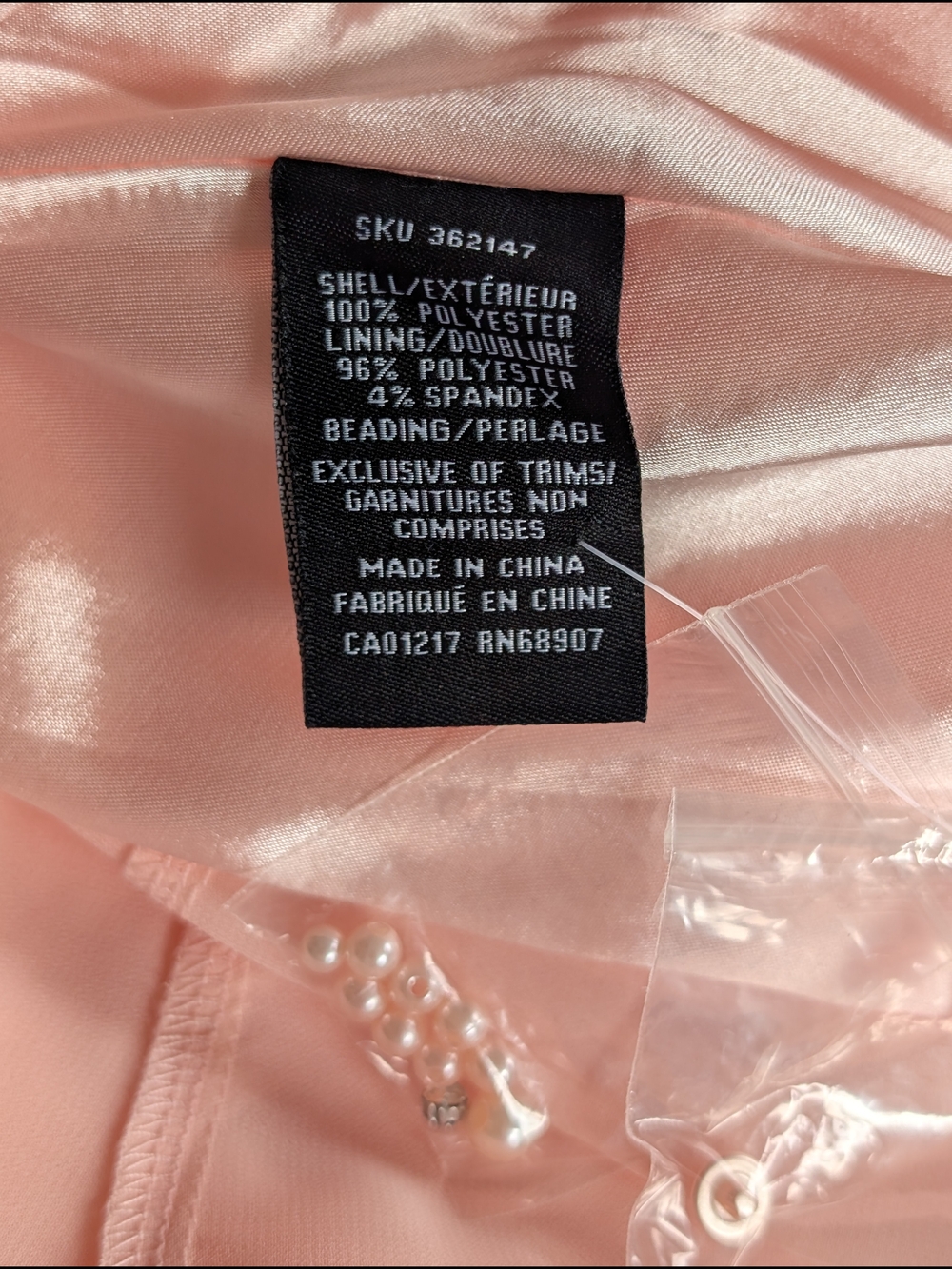 NWT Le Château Blush Pink Pearl Beaded Halter Formal Gown | XXS - Picture 10 of 11